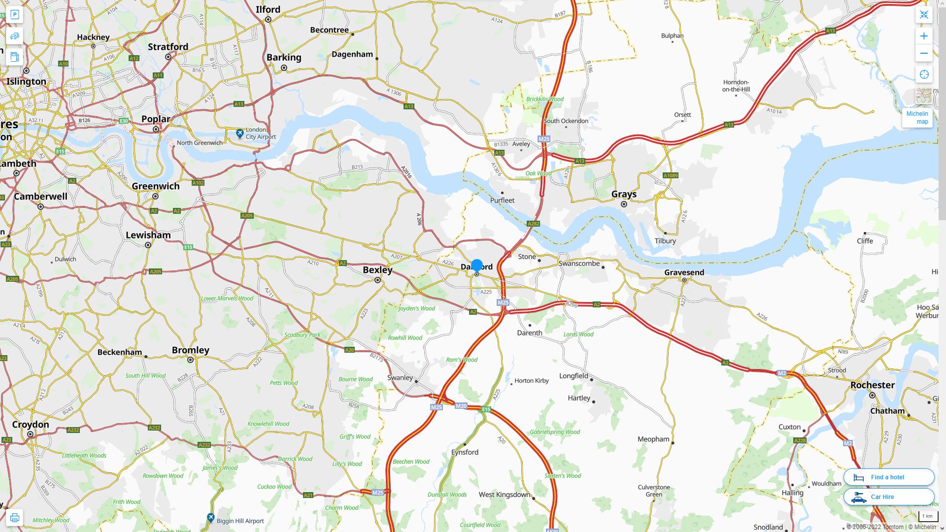 Dartford Royaume Uni Autoroute et carte routiere